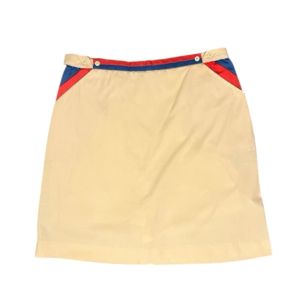 Vintage Quantum Sportswear Yellow Red Blue Zip High Waist Mini Skirt Size 16